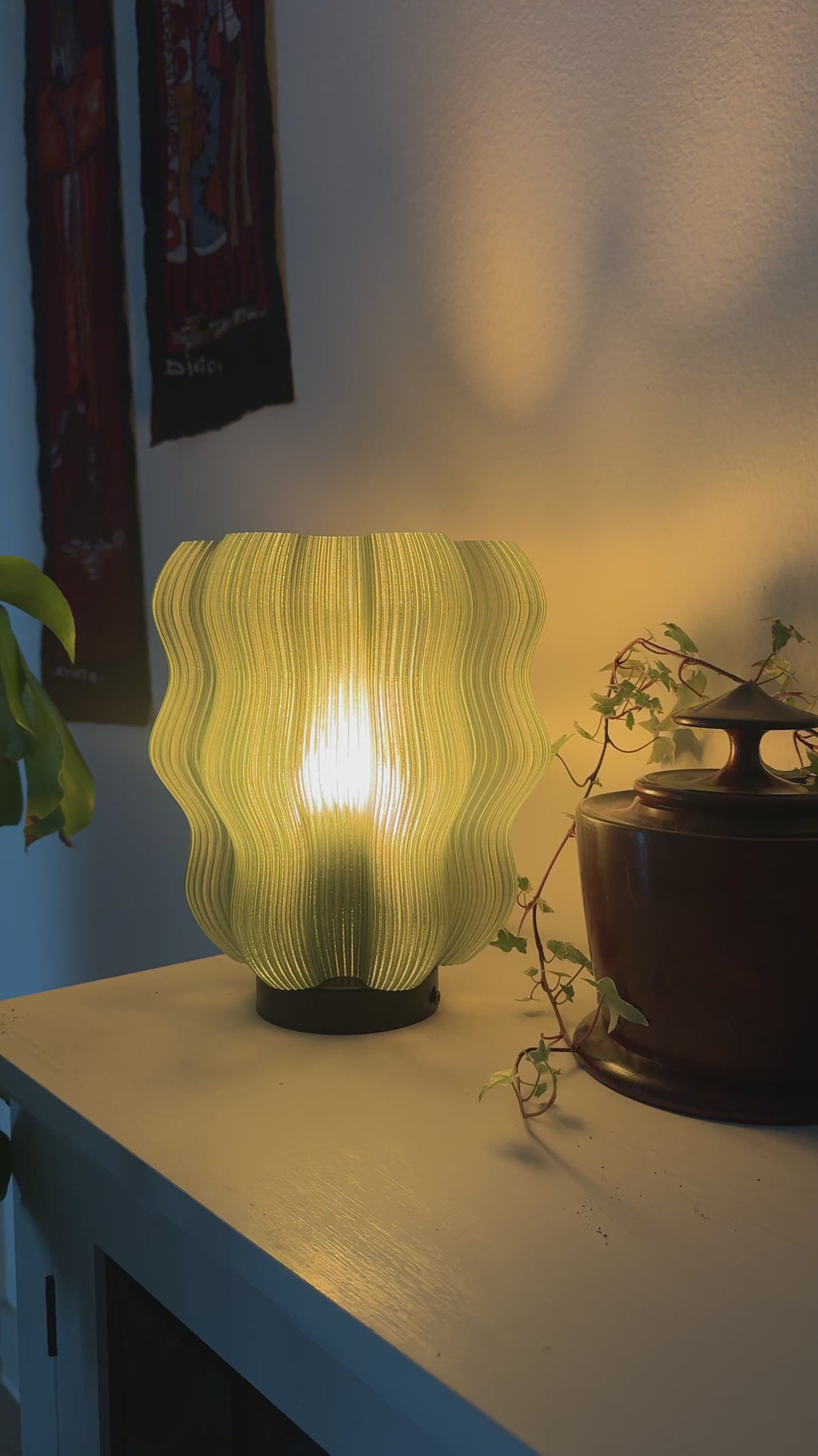 Olive Green Wavy Table Lamp